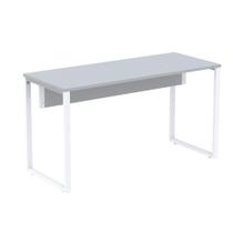 Mesa Escritório P25 TUB Pandin 150 cm (Larg) x 70 cm (Prof) Tampo MDP Cinza Pé Aço Tubular Branco