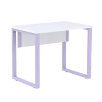 Mesa Escritório P25 TUB Pandin 90 cm (Larg) Tampo MDP Branco Pé Aço Tubular Lilás