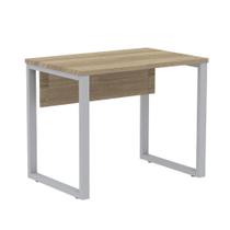 Mesa Escritório P25 TUB Pandin 90 cm (Larg) Tampo MDP Noce Naturalle Pé Aço Tubular Cinza