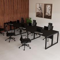 Mesa Escritório Plataforma Trabalho 6 Lugares 4,20m x 1,20m Industrial Executive 100% MDF Pés Metal