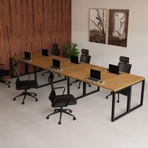 Mesa Escritório Plataforma Trabalho 6 Lugares 4,20m x 1,20m Industrial Executive 100% MDF Pés Metal