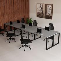 Mesa Escritório Plataforma Trabalho 6 Lugares 4,20m x 1,20m Industrial Executive 100% MDF Pés Metal