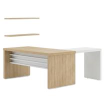 Mesa Escritório Retangular Executivo Moderno sem Gavetas MDP 136CM Carvalho Branco Artany Mesa Escritório Retangular Executivo Moderno sem Gavetas MDP 136CM Carvalho Branco Artany
