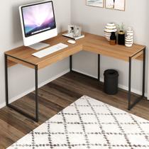 Mesa Escrivaninha 1 Gaveta Angular Amendoa/Preto Me4157 - Tecno Mobili