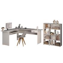 Mesa Escrivaninha 1 Gaveta E Estante 10 Nichos Branco ARLY