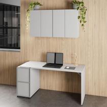 Mesa Escrivaninha 150cm e 2 Armários Aéreos 4 Portas F5