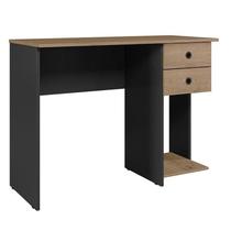 Mesa Escrivaninha 2 Gavetas 1 Prateleira Preto/Carvalho