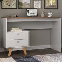 Mesa Escrivaninha 2 Gavetas Branco/Nogal - Hecol Móveis Mesa Escrivaninha 2 Gavetas Branco/Nogal - Hecol Móveis