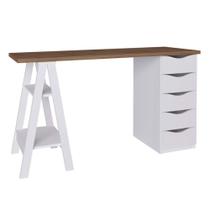 Mesa Escrivaninha 5 Gavetas 2 Prateleiras 136 cm Artany