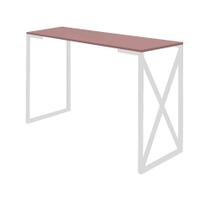 Mesa Escrivaninha 90cm Bex Home Office Industrial Consultório Ferro Branco MDF Rose - Ahazzo Móveis