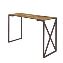 Mesa Escrivaninha 90cm Bex Home Office Industrial Consultório Ferro Marrom MDF Freijó - Ahazzo Móveis