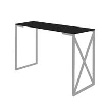 Mesa Escrivaninha 90cm Bex Home Office Industrial Consultório Ferro Prata MDF Preto - Ahazzo Móveis