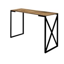 Mesa Escrivaninha 90cm Bex Home Office Industrial Consultório Ferro Preto MDF Rústico - Ahz Móveis