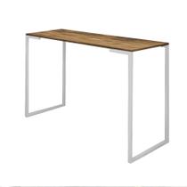 Mesa Escrivaninha 90cm Stan Home Office Industrial Consultório Ferro Branco MDF Demolição - Ahz Móveis