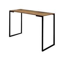 Mesa Escrivaninha 90cm Stan Home Office Industrial Consultório Ferro Preto MDF Caramelo - Ahz Móveis