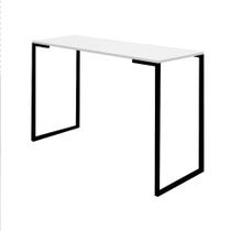 Mesa Escrivaninha 90cm Stan Home Office Industrial Consultório Ferro Preto MDF Off White - Ahazzo Móveis