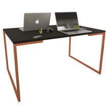 Mesa Escrivaninha Adele 120cm Tampo Preto Base Bronze - Montanaris Decor