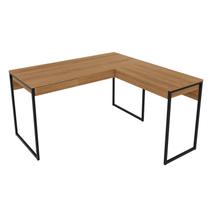 Mesa Escrivaninha Angular 136x74x60 cm Amêndoa/Preto Mesa Escrivaninha Angular 136x74x60 cm Amêndoa/Preto