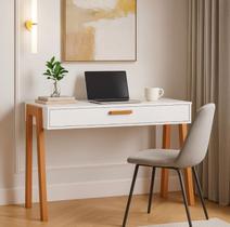 Mesa Escrivaninha Aparador Pés Madeira Quarto Estudo 90x40 Branco