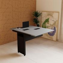 Mesa Escrivaninha Auxiliar Plataforma de Acoplar com Caixa de Tomada para Escritório 90cm Corporate Cinza Sagrado E Preto