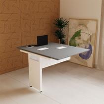 Mesa Escrivaninha Auxiliar Plataforma de Acoplar com Caixa de Tomada para Escritório 90cm Corporate Macadâmia E Branco