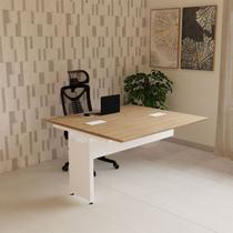 Mesa Escrivaninha Auxiliar Plataforma Dupla de Acoplar para Escritório 135cm Corporate Macadâmia E Branco