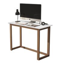 mesa escrivaninha branco com pes de madeira pequena