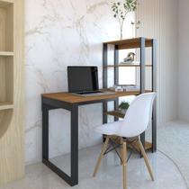 Mesa Escrivaninha c/ Estante 4 Prateleiras Licce Preto/Freijó