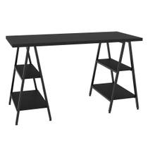 Mesa Escrivaninha Cavalete 135cm Estilo Industrial Prisma C08 Preto Ônix/Preto - Mpozenato