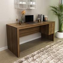 Mesa Escrivaninha com 3 Gavetas 155x74 Cm Office ME4113 Nogal