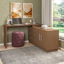 Mesa Escrivaninha com Cômoda com 3 Gavetas e 2 Portas American Marrom/Freijó Mesa Escrivaninha com Cômoda com 3 Gavetas e 2 Portas American Marrom/Freijó