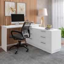 Mesa Escrivaninha com Cômoda Rocher 6 Gavetas Branco - Pnr Móveis Mesa Escrivaninha com Cômoda Rocher 6 Gavetas Branco - Pnr Móveis