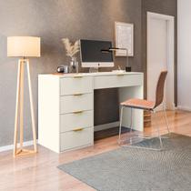 Mesa Escrivaninha com e Porta Objetos Vita 5 Gavetas 136cm Yescasa Off White Branco
