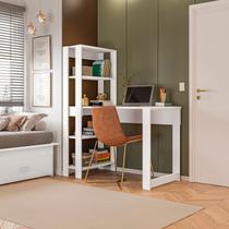 Mesa Escrivaninha com Estante e Licce 4 Prateleiras 120cm Branco
