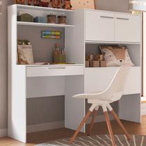 Mesa Escrivaninha com Estante para Livros Carmel 2 Portas 1 Gaveta Branco - Art In Móveis