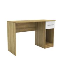 Mesa Escrivaninha com Gaveta e Espaço para Computador Office 120cm Cor Mel/Branco - Mademóvel