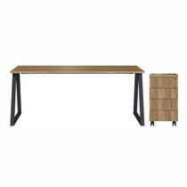 Mesa Escrivaninha com Gaveteiro Home Office Concept 4 Gavetas 160cm Industrial Nogal Sevilha e Preto Marrom Mesa Escrivaninha com Gaveteiro Home Office Concept 4 Gavetas 160cm Industrial Nogal Sevilha e Preto Marrom