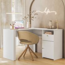 Mesa Escrivaninha Computador Com Prateleira 1 Gaveta Escritorio Quarto Home Office Flora