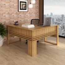 Mesa Escrivaninha de Canto 136cm com Porta Livros e Detalhe Ripado ME4145 Tecnomóbili