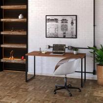 Mesa Escrivaninha de Computador Retrô em Madeira Maciça 150cm x 60cm x 75cm Frassino Whiskey Mdp - Maclavi Móveis