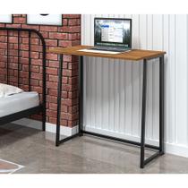 Mesa Escrivaninha Dobrável Fit Home Office 80cm Preta e Canela