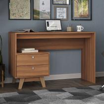 Mesa Escrivaninha Doha 2 Gavetas 120 Cm Nogal - Hecol Móveis Mesa Escrivaninha Doha 2 Gavetas 120 Cm Nogal - Hecol Móveis