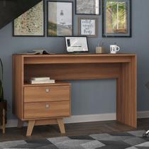 Mesa Escrivaninha Doha 2 Gavetas 120cm Pés em Madeira Maciça Espresso Nogal Mesa Escrivaninha Doha 2 Gavetas 120cm Pés em Madeira Maciça Espresso Nogal