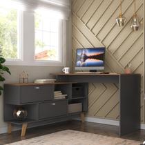 Mesa Escrivaninha em L 120x136cm Retrô 2 Portas Pés Madeira Maciça Mesa Escrivaninha em L 120x136cm Retrô 2 Portas Pés Madeira Maciça