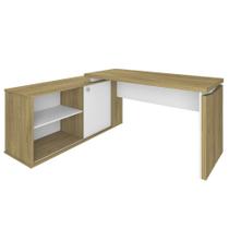 Mesa Escrivaninha em L 135x168cm 1 Porta Sharp A06 Olmo/Branco - Mpozenato Mesa Escrivaninha em L 135x168cm 1 Porta Sharp A06 Olmo/Branco - Mpozenato