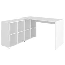 Mesa Escrivaninha em L 140x130cm 8 Nichos Eron A06 Branco - Mpozenato