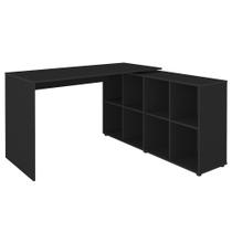 Mesa Escrivaninha em L 140x130cm 8 Nichos Eron A06 Preto - Mpozenato