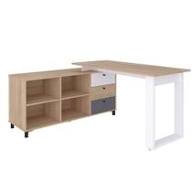 Mesa Escrivaninha Em L Com 3 Gavetas E Nichos Nexos Carvalho/branco/grafito Mesa Escrivaninha Em L Com 3 Gavetas E Nichos Nexos Carvalho/branco/grafito