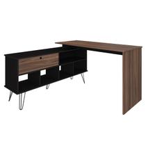 Mesa Escrivaninha em L com Porta e 6 Nichos Hawaii