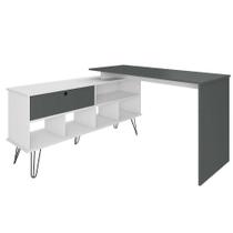 Mesa Escrivaninha Em L Com Porta E 6 Nichos Hawaii Branco/grafito